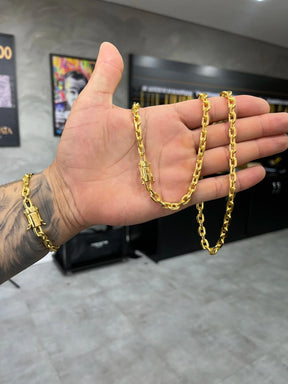 Kit Corrente + Pulseira Cadeado 6mm Marcação 750